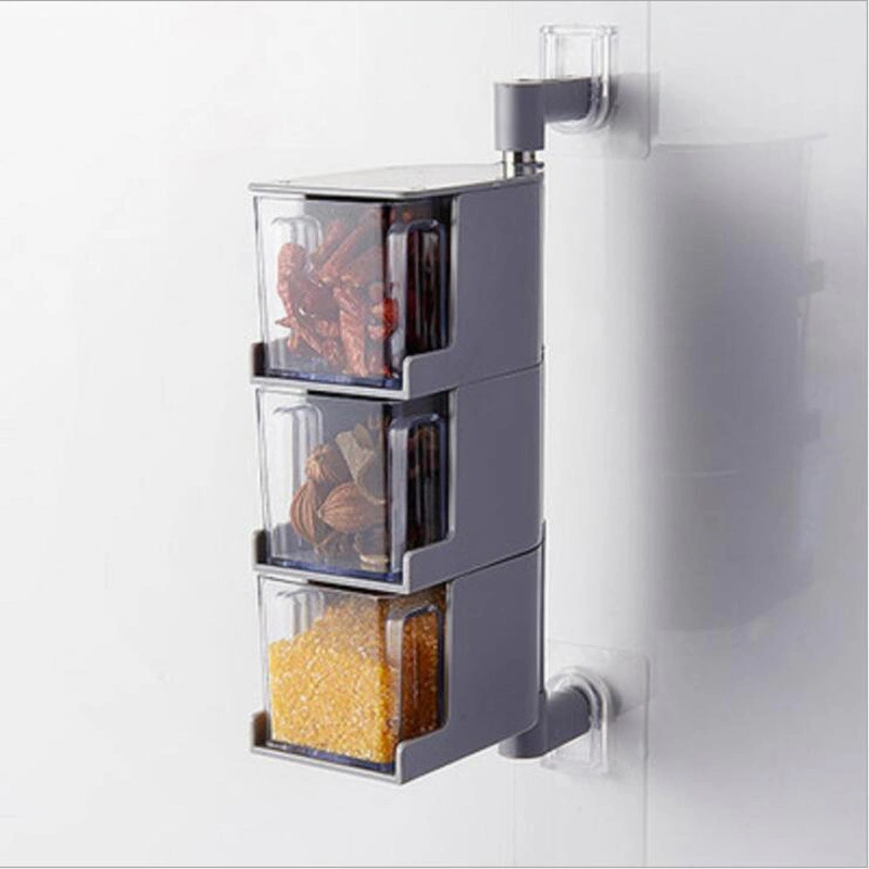 Kitchen Spices Rack 3 Layer of X Wall-Mounted Hanging Plastic Seasonings Condiments Box Bl15678