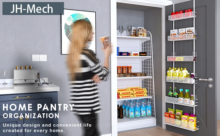 Jh-Mech Wall Mounted Spice Rack with Adjustable Hooks Over The Door Pantry Organizer