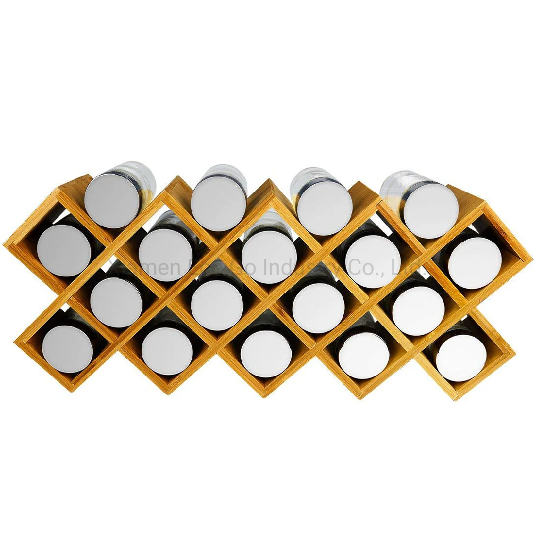 Bamboo Spice Rack with 18 Spice Jars and Labels Wall Mount Spice Rack