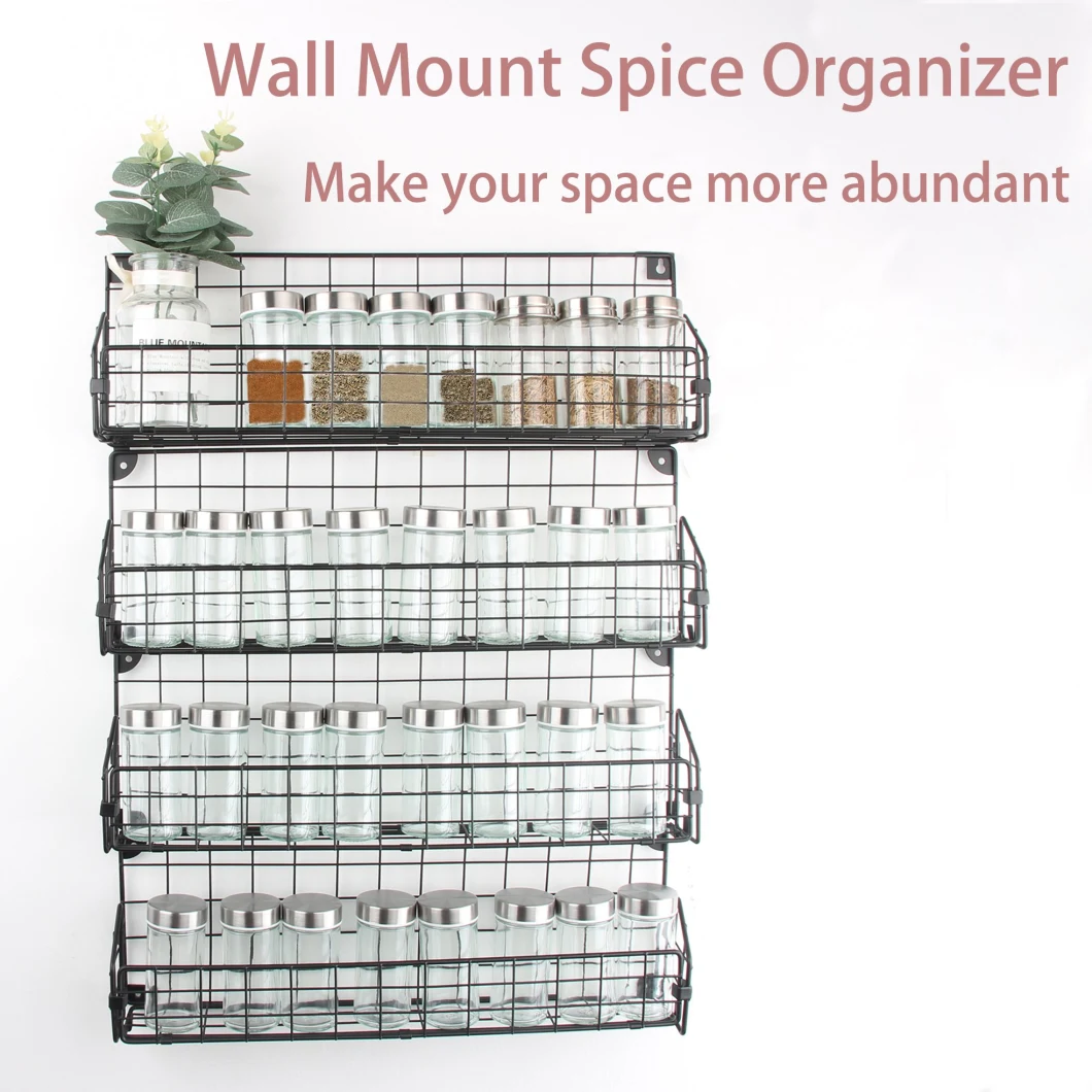 Kitchen Accesssories 4 Tier Wall Mount Spice/ Storage Rack Organizer