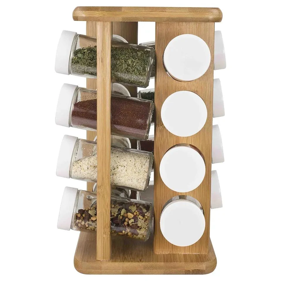 Bamboo Countertop Spice Rack Organizer Spice Rack with 16 Jars