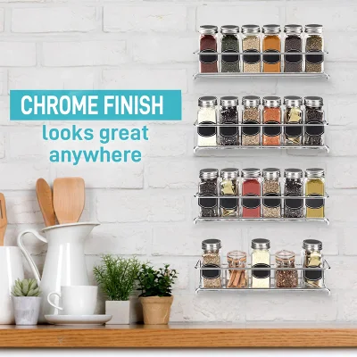 4 Pack Kitchen Storage Condiment Spice Pantry Organizer Seasoning Hanging Spice Holder Bottle Rack for Wall
