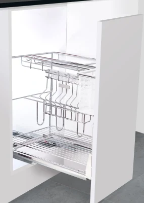 Kitchen Cabinet Stainless Steel 201 Chrome Plated Pull out Drawer Basket Base Unit Organizer